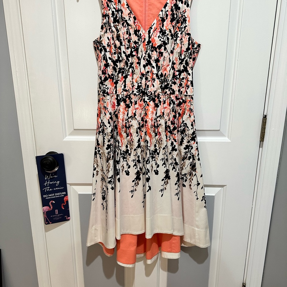 White House Black Market Floral Sleeveless Dress - Black and Coral